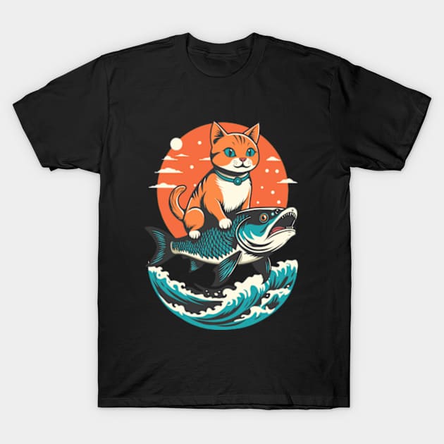 Kitten Riding a Fish T-Shirt by milhad